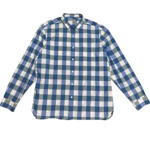 146 BURBERRY Men's Blue Nova Checks Cotton Long Sleeve Shirt - Blue/ White, XXL